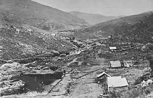 An early photo of Pilgrims Rest where gold was first discovered in 1873 by Wheel barrow Patterson